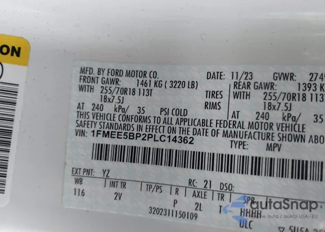 2023 Ford Bronco Outer Banks z USA, uszkodzony, nr VIN 1FMEE5BP2PLC14362